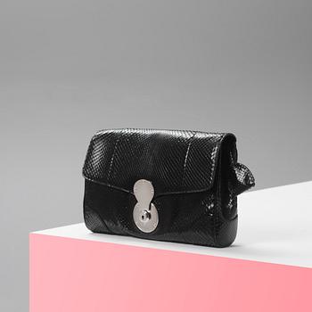 CLUTCH, Ralph Laurent, a black snakeskin embossed shoulder bag / clutch bag, Ralph Lauren.
