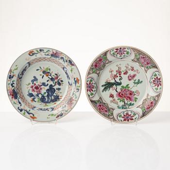 Tallrikar, sex stycken, kompaniporslin, Kina, Qingdynastin, 1700-tal.