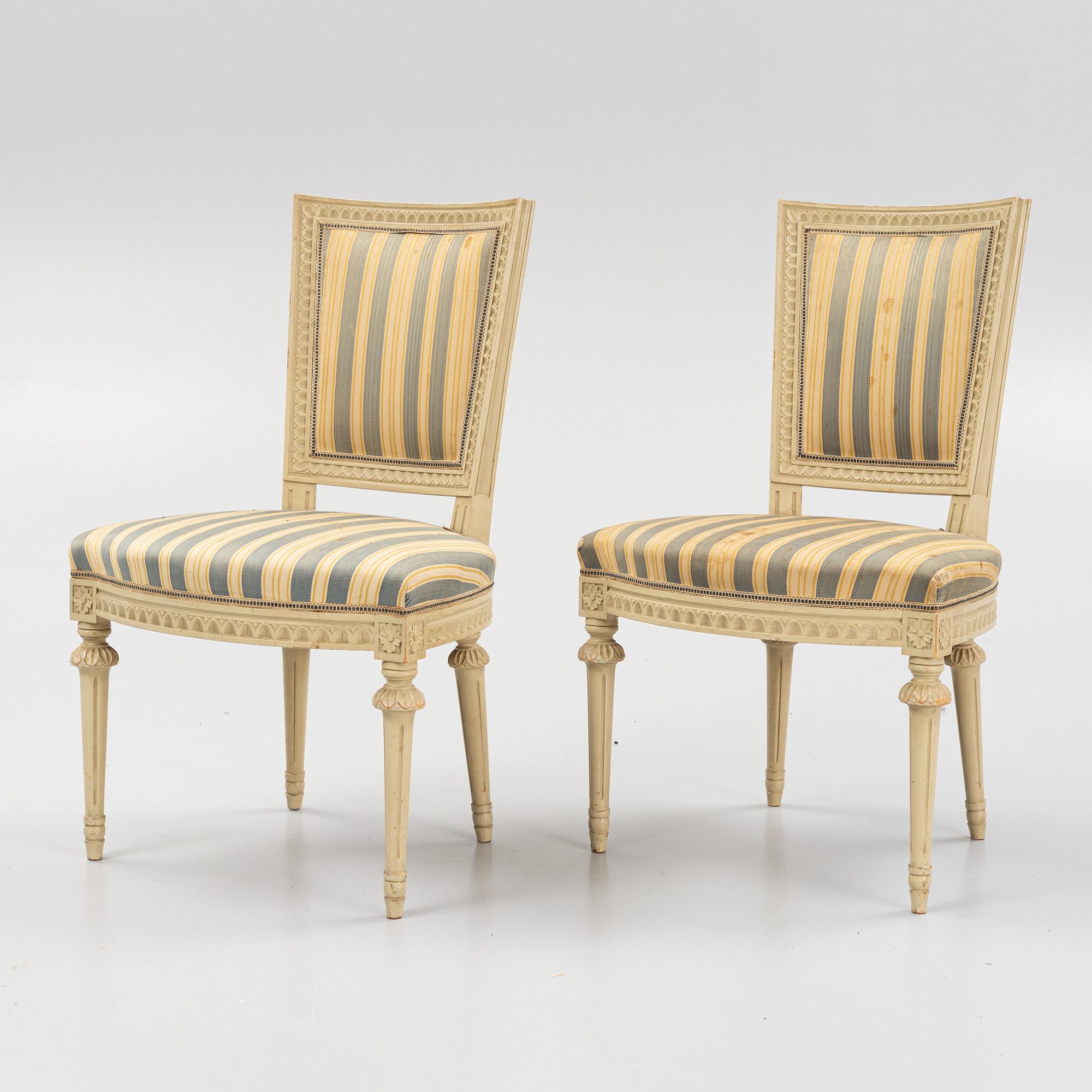 Stolar, 8 st, gustaviansk stil, 1900-talets mitt.