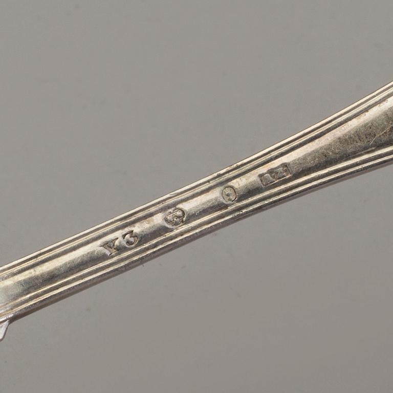 JOHAN CARLSSONS änka, Norrköping 1836, Matskedar, 6 st, silver.