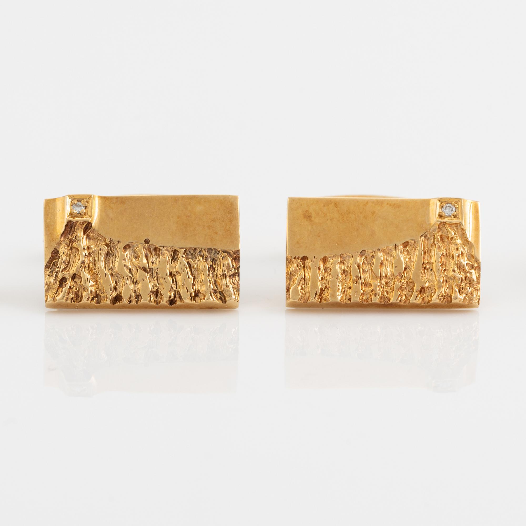 Bengt Hallberg, smyckesset, 3 delar, 18K guld, med små diamanter.