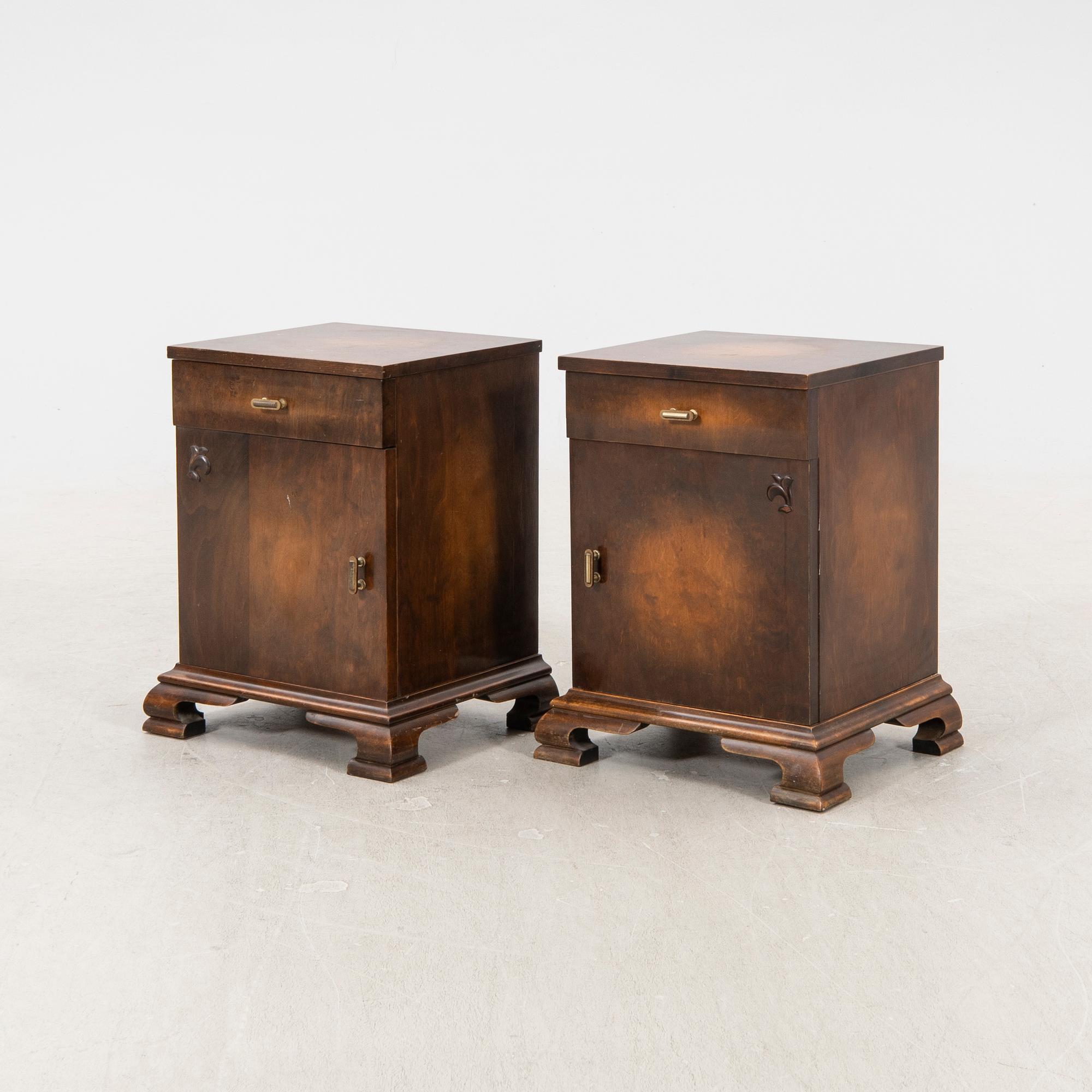 A pair of Art Deco  bedside tables first half of the 20th century.