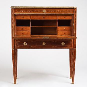 A Gustavian late 18th century secretaire by N P Stenström (master in Stockholm 1781).