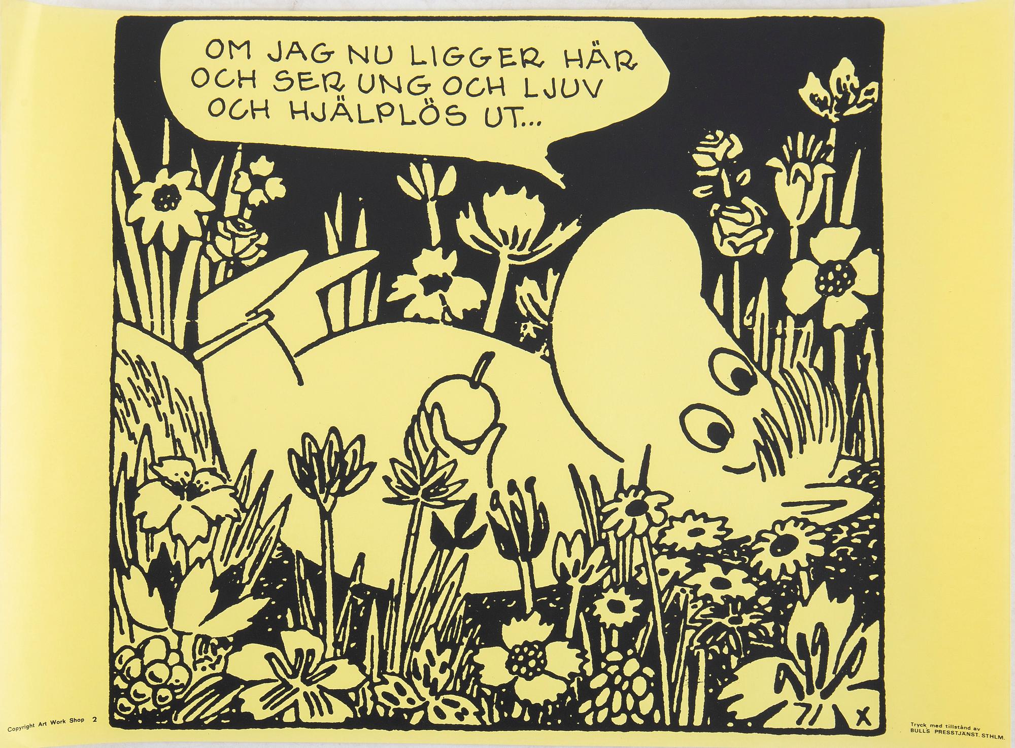 Tove Jansson, affischer, 6 st, Bull's Presstjänst, Art Work Shop, 1960-tal.