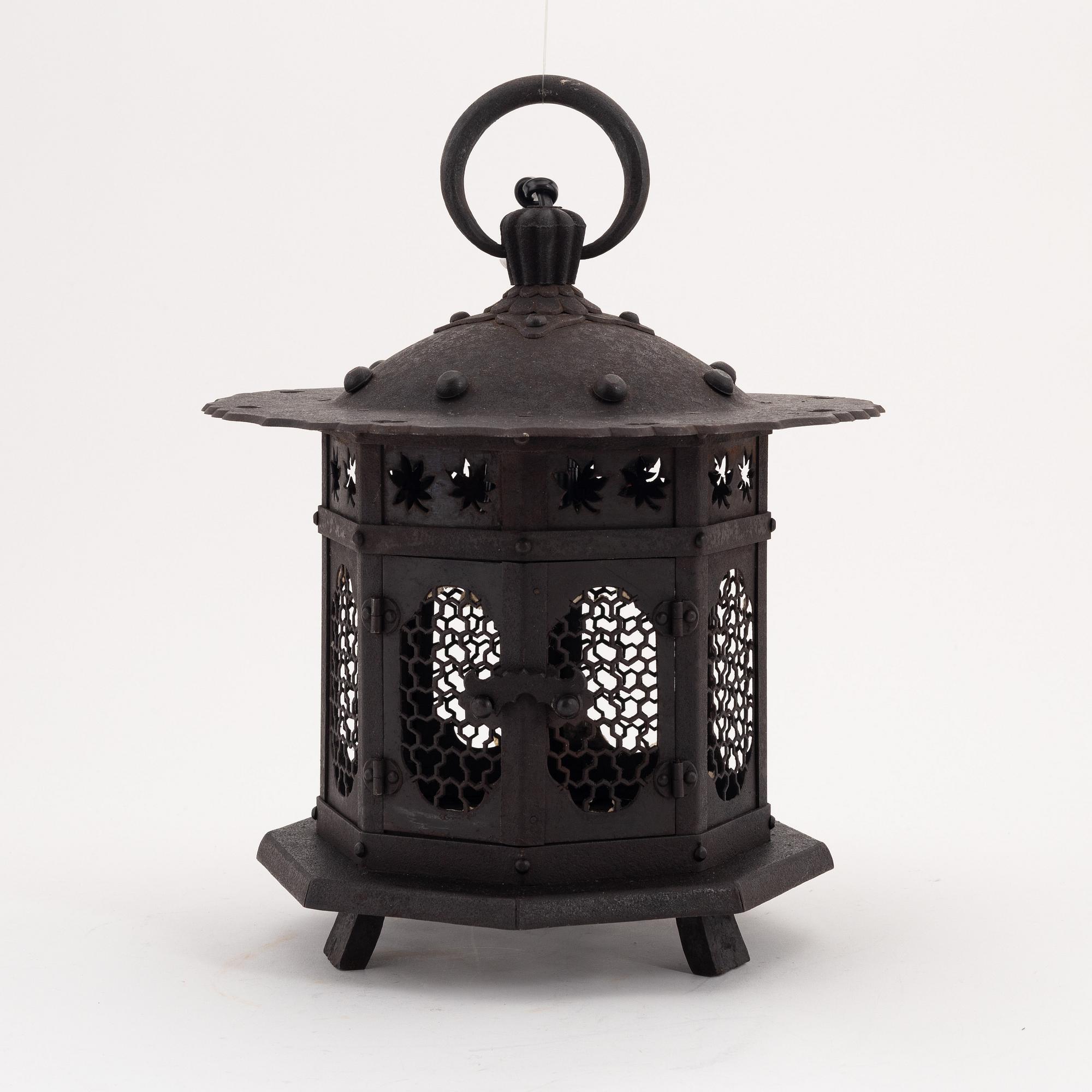 A Japanese octagonal shaped iron lantern, presumably first half of the 20th Century.