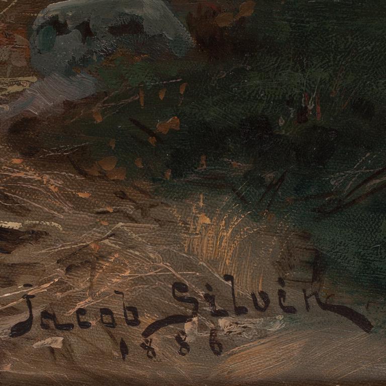 Johan Jacob Silvén, Insjölandskap med metande man.