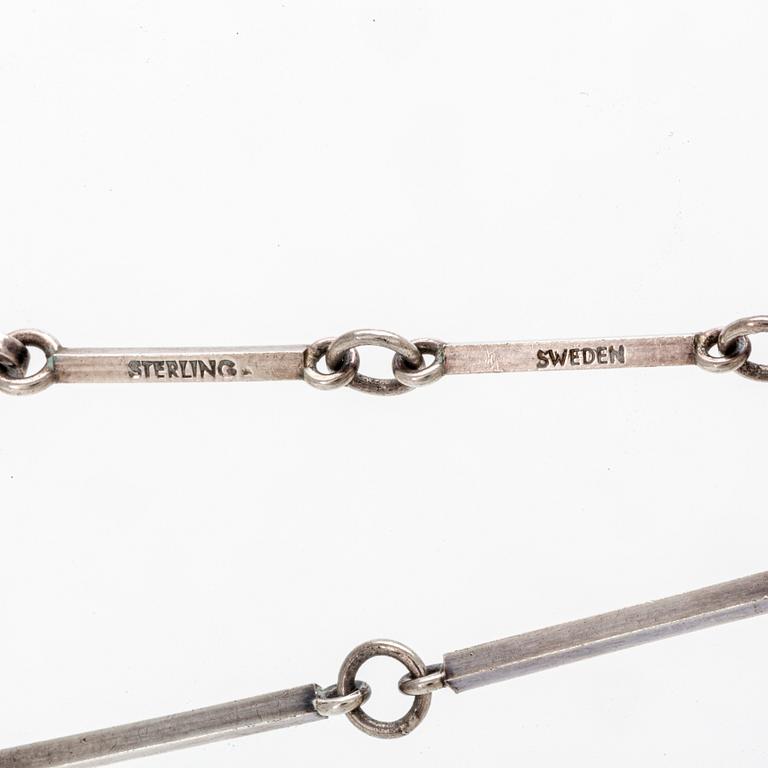 Wiwen Nilsson, halsband, sterling silver och bergkristall, Lund 1945.
