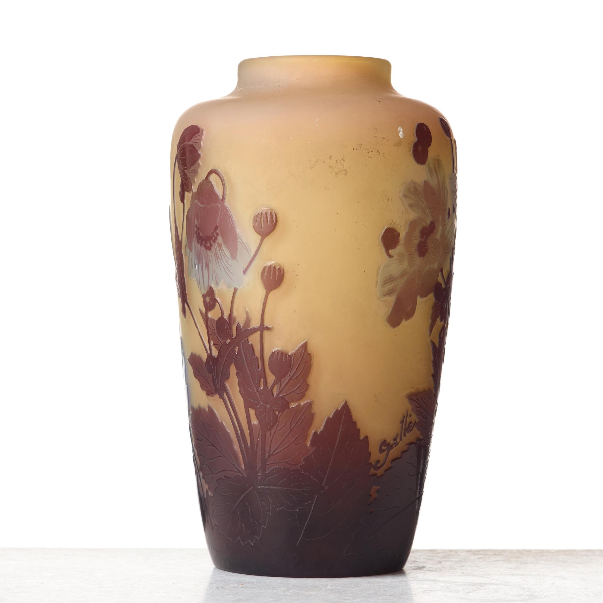 Emile Gallé, an Art Nouveau cameo glass vase, Nancy, France.