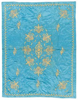 349. A silk and metal thread embroidery, Ottoman Empire, c. 193 x 148 cm.