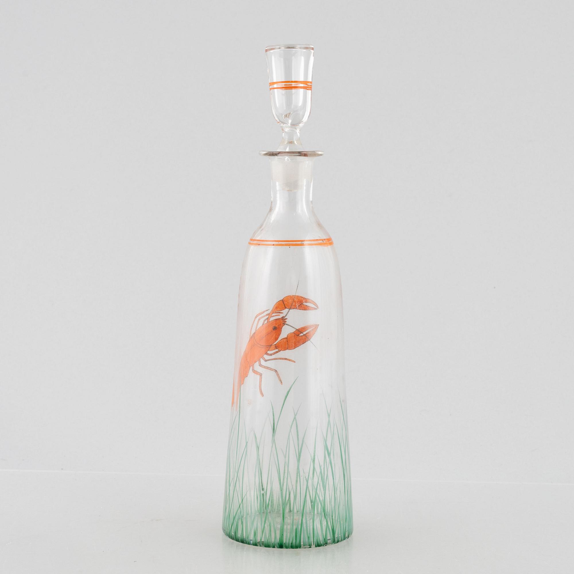 Two crayfish bowls, along with serving utensils and a carafe, late 19th to first half of the 20th Century.
