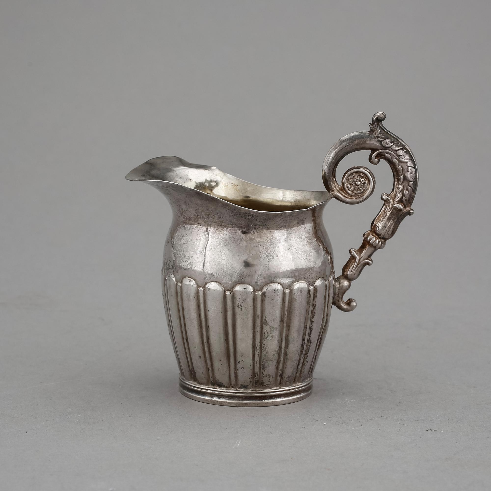 GRÄDDKANNA, silver, senempire, Gustaf Folcker, Stockholm, 1845. Vikt ca 96g.