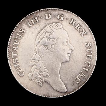 MYNT, 1 riksdaler, Gustaf III, 1781. Vikt ca 29 gram.