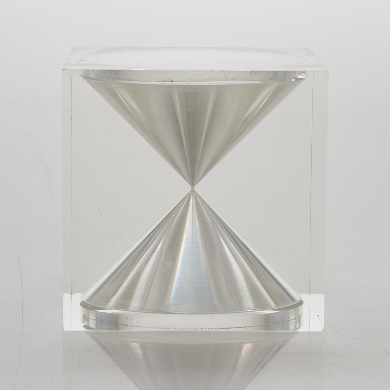 Tapio Wirkkala, An acrylic hourglass / sand timer with white sand for Vakumotuote oy.  Designed in 1980.