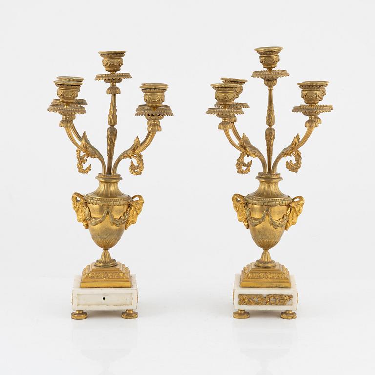 A pair of Louis XVI-style style candelabras, early 20th century.