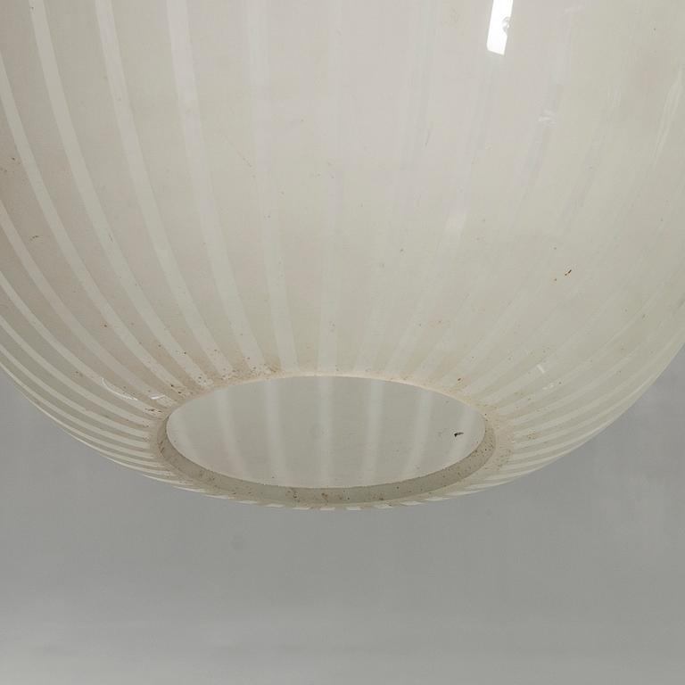 Ceiling lamp, mid-20th century, glass cover, polished decor.