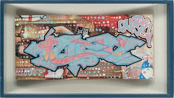 QUIK, mixed media on paper, signed and dated 1997 on verso.