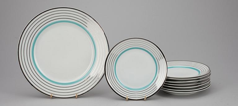 KAFFESERVIS, 35 delar, porslin, "Silverrand", Greta Lisa Jäderholm-Snellman, Arabia.