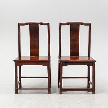 A pair of hardwood chairs, late Qing dynasty.