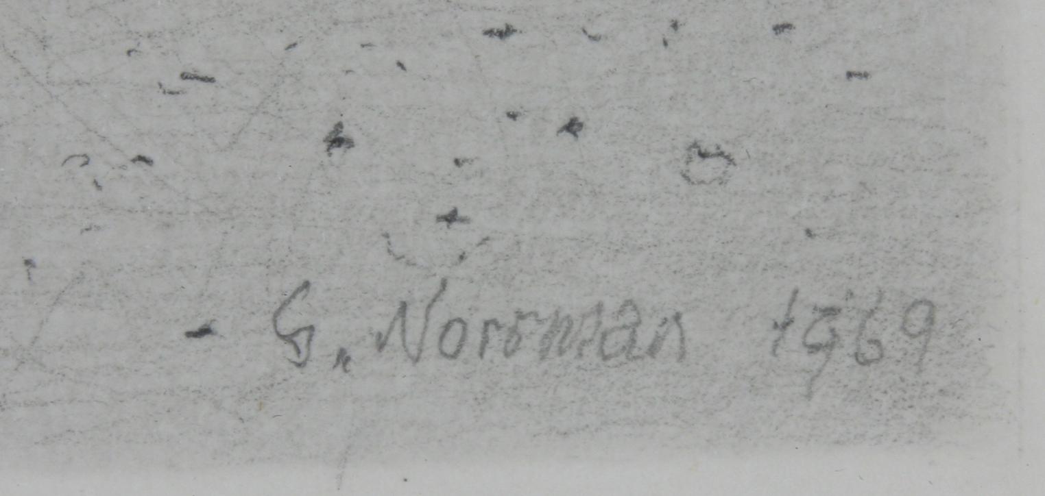 GUNNAR NORRMAN, teckning, sign.