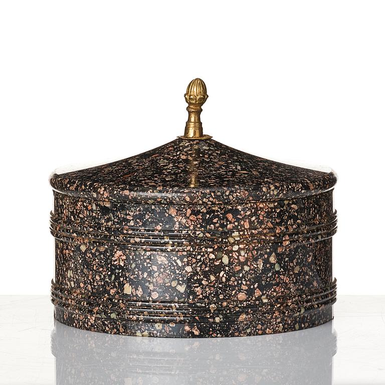 A Swedish Empire 19th century porphyry butter box.