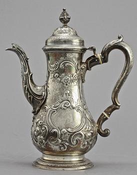 KAFFEKANNA, silver, Simeon Coley, London, 1763, vikt 853 g.