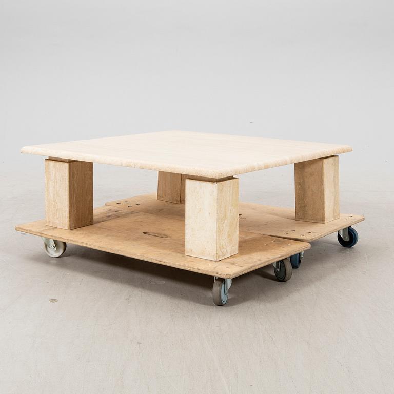 A late 20th vcentury travertine coffee table.