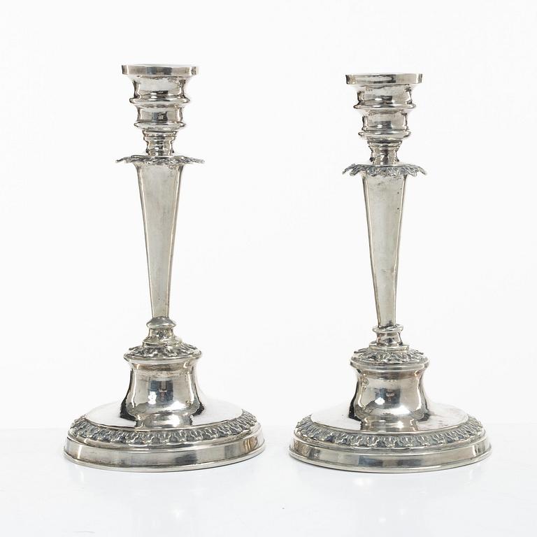 Jonas Lindberg, ljusstakar, ett par, silver, empire, Stockholm 1835.