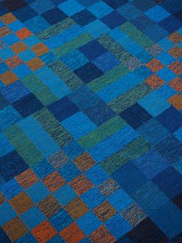 KARIN JÖNSSON, A CARPET, flat weave, 204 x 198 cm, signed KJ KH (Karin Jönsson, Klockargårdens.