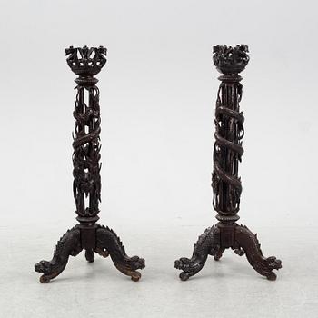 A pair of Japanese altar candle holders, first half of the 20th century.