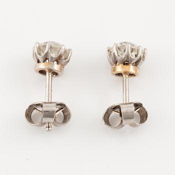 Earrings, a pair, 18K white gold with old-cut diamonds.