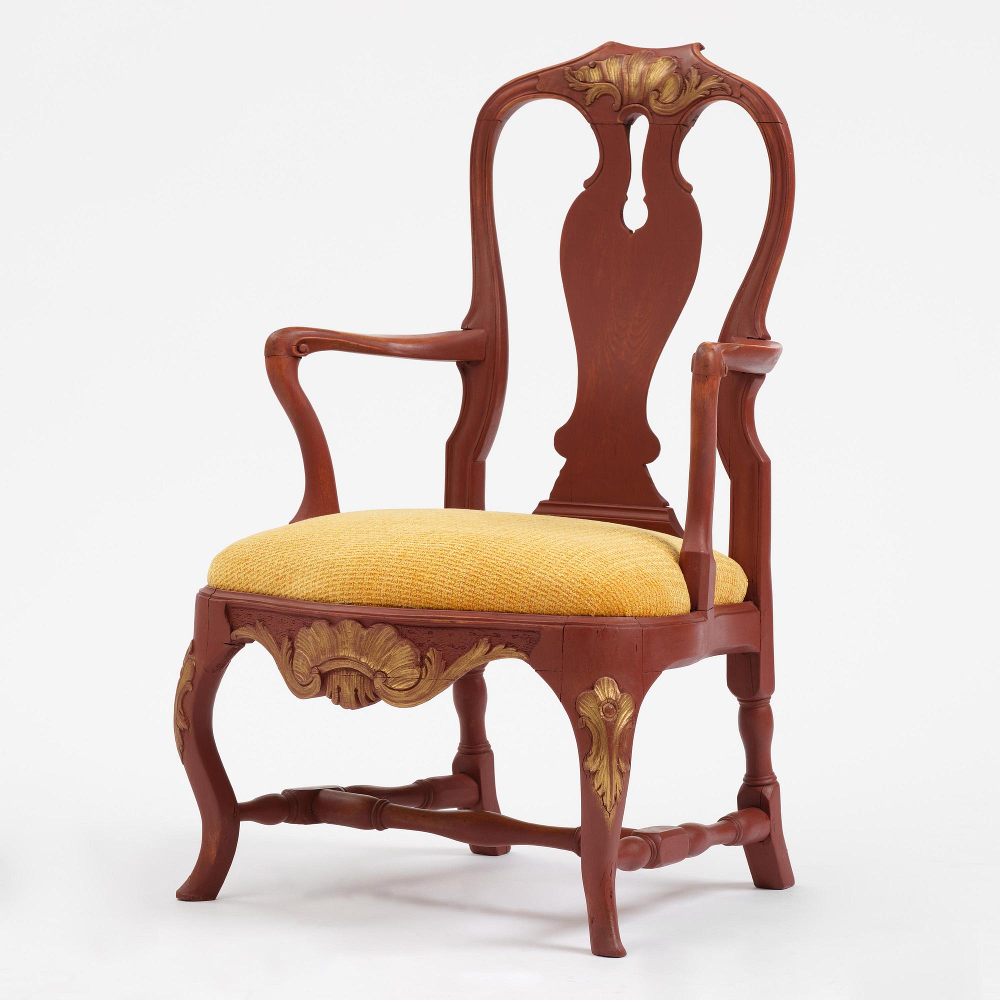A Swedish rococo armchair, Stockholm, later part 18th century.