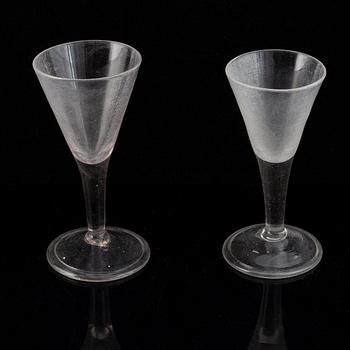 Two Swedish 18th century wine goblets, possibly Kungsholms Glasbruk.