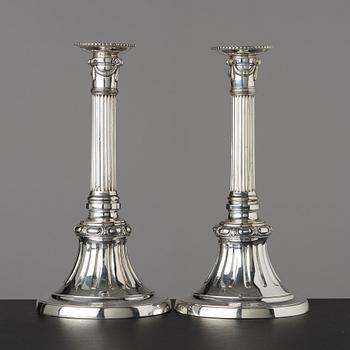 113. A pair of Gustavian late 18th century candlesticks.