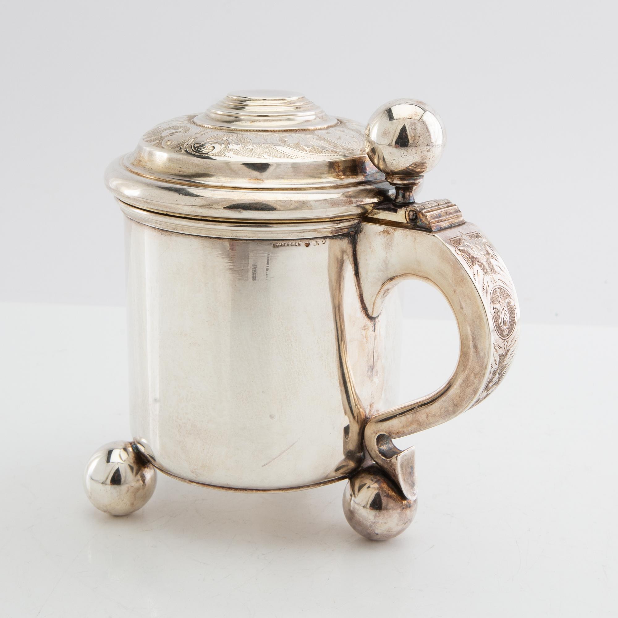 Dryckeskanna Barock-stil silver K Andersson Stockholm 1904.