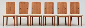 A set of six Axel Einar Hjorth stained pine 'Lovö' chairs, Nordiska Kompaniet.