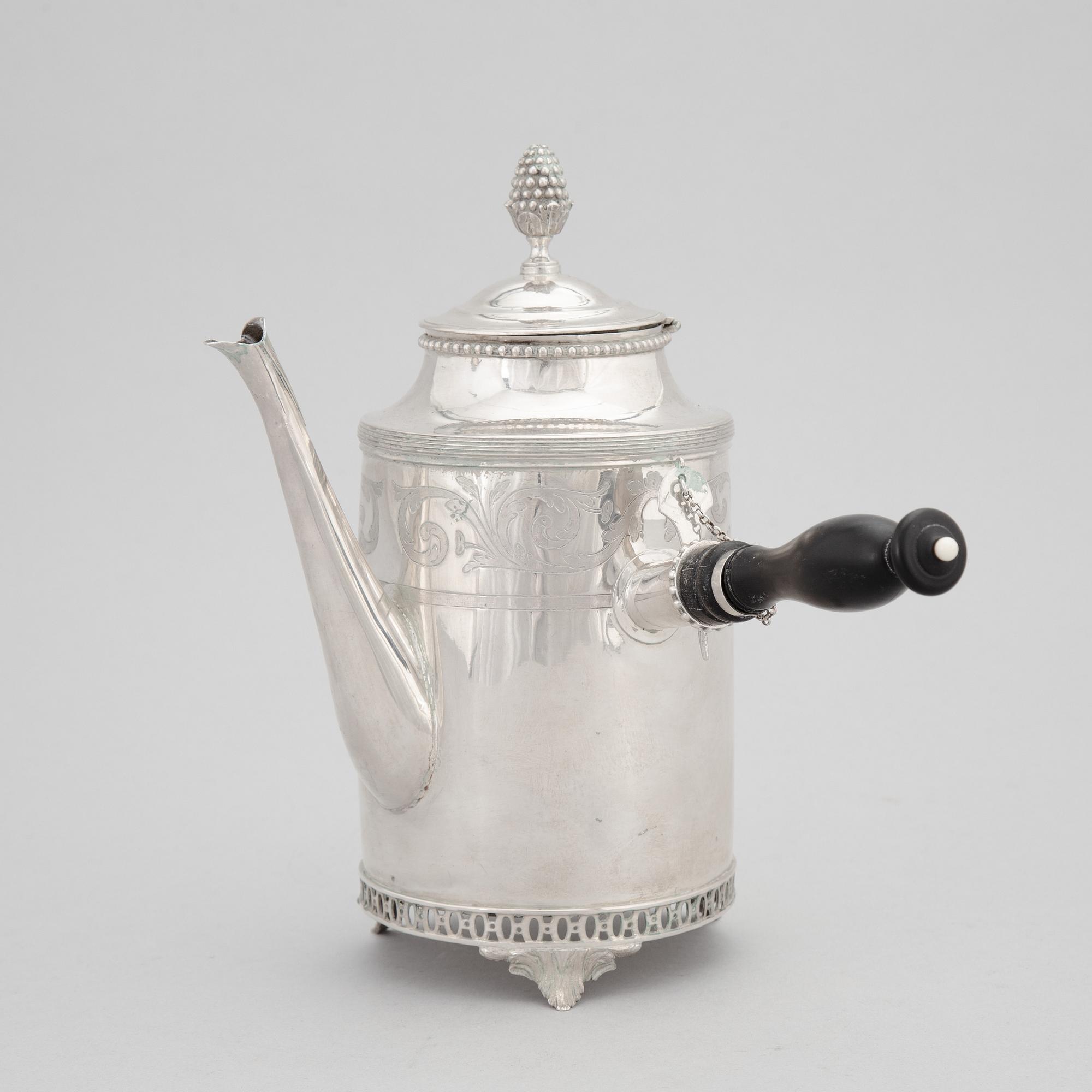 A Swedish Late Gustavian Silver Coffee Pot, mark of Olof Hellbom, Stockholm 1798.