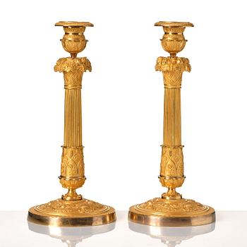 A pair of French Empire candlesticks, beginning of the 1800's.