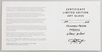 Göran Wärff, a glass sculpture, "Fenomen Prisma", numbered 222/399.