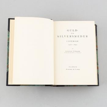 Book, Gustaf upmark, 'Guld- och Silversmeder i Sverige 1520-1850", Stockholm, Alb. Bonniers Boktryckeri 1943.