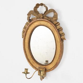 Spegellampett, för två ljus, Stockholmsarbete, sent 1700-tal, Gustaviansk.