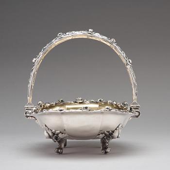 A Russian 19th century parcel-gilt silver fruit basket,  St. Petersburg 1861.