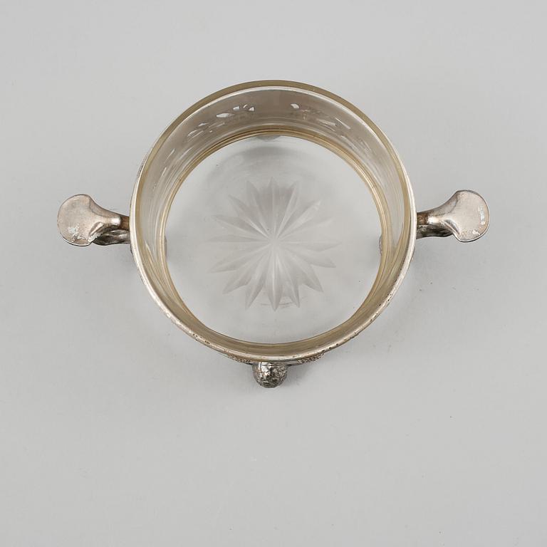 SKÅL, nysilver och glas, jugend, 1900-talets början.
