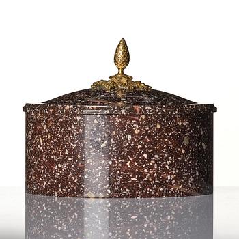 An Empire 'Blyberg' porhyry butter box from Älvdalen, Sweden, early 19th century.