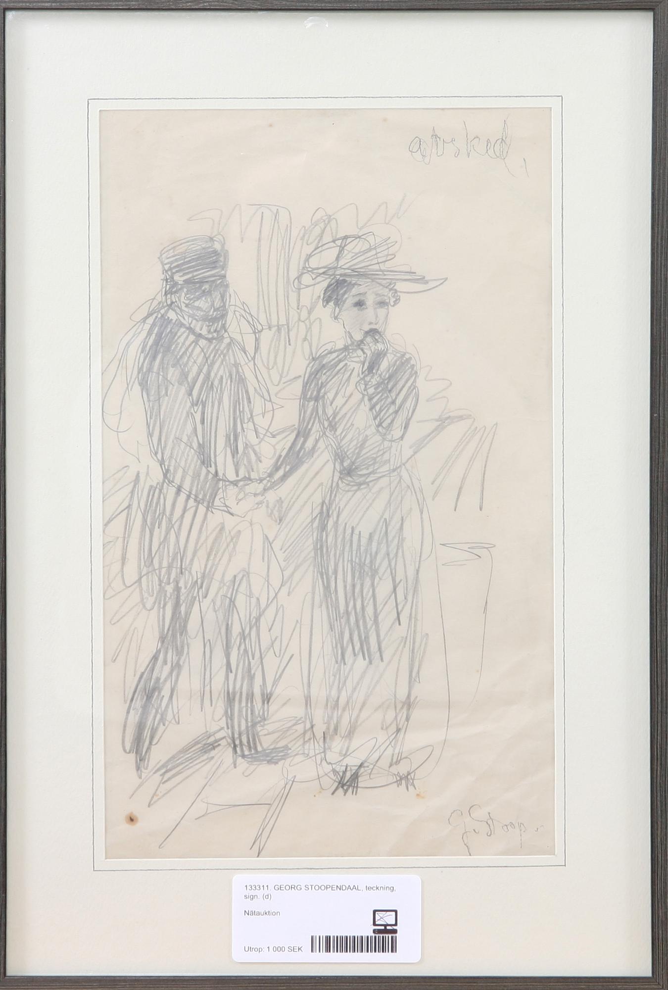 GEORG STOOPENDAAL, teckning, sign.