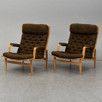 A pair of 'Ingrid' easy chairs by Bruno Mathsson, Dux. Second half of the 20th century.