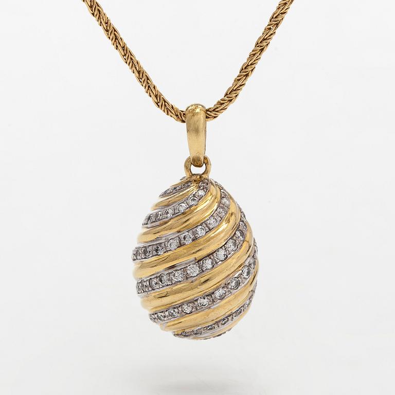 Cartier, a "Pendentif Oeuf"  diamond pendant and chain, 18K gold.