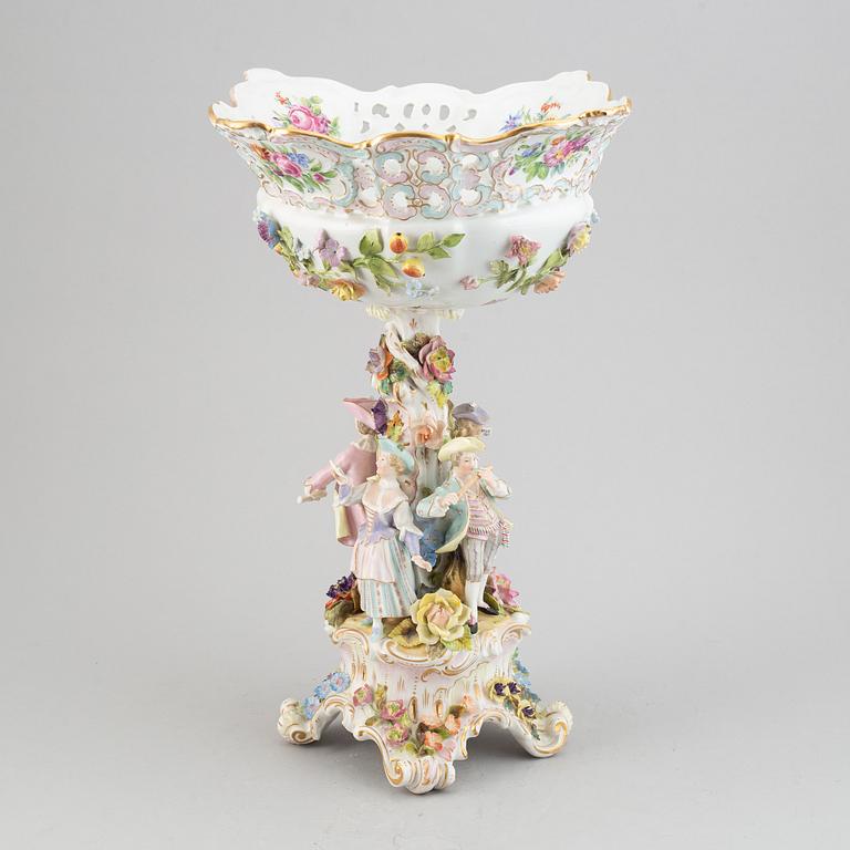 A large pocelain centerpiece, late 19th century. Meissen like mark.