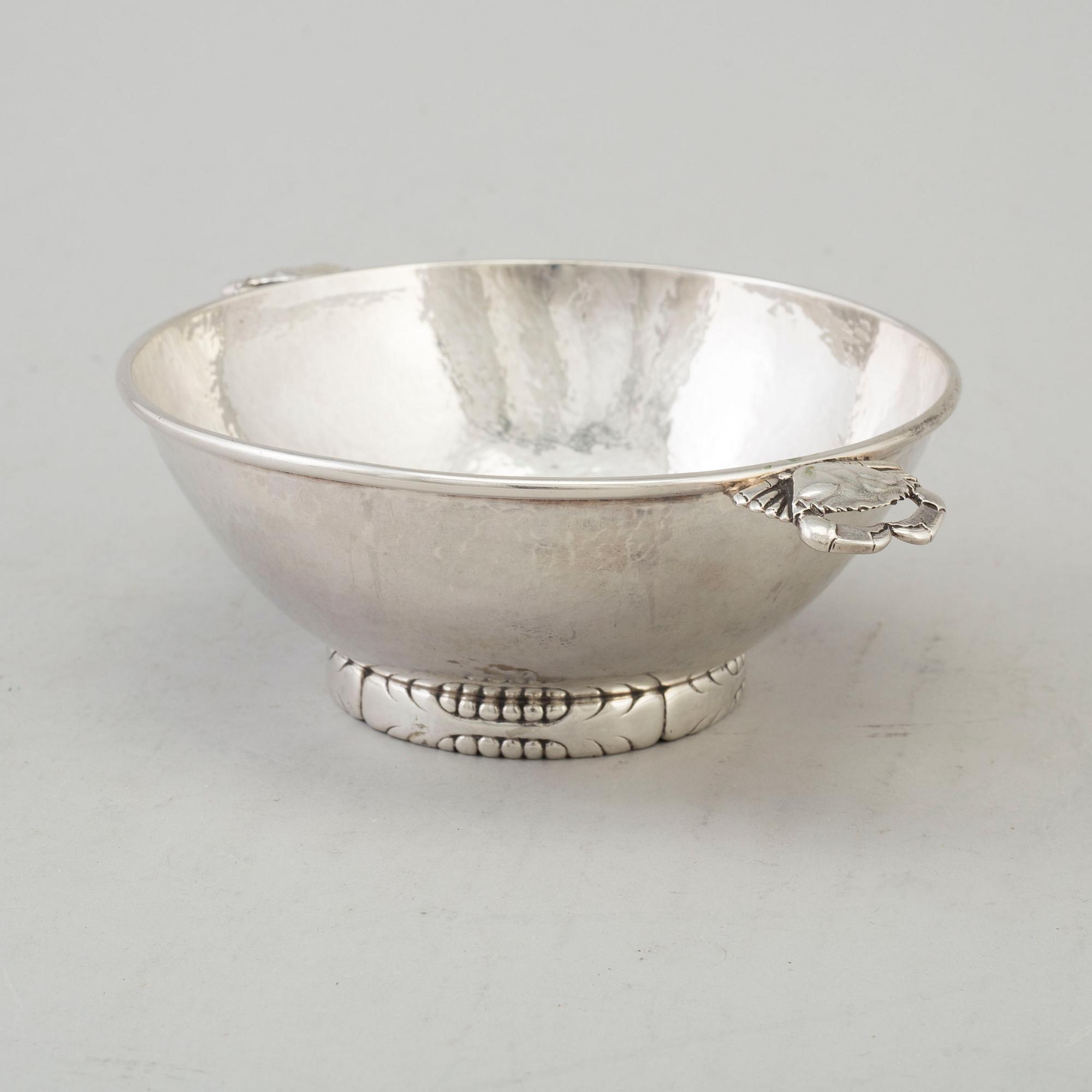 EVALD NIELSEN, skål med hänklar, silver, Danmark.