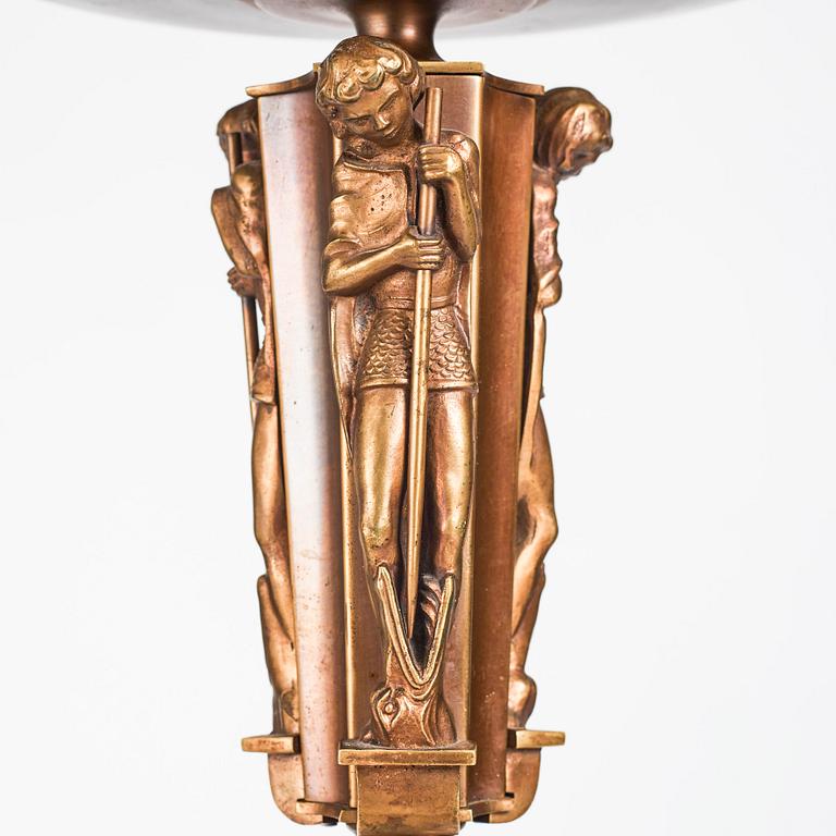 Atelier Torndahl, attributed to, a Swedish Grace brass uplight, 1930-1940s.