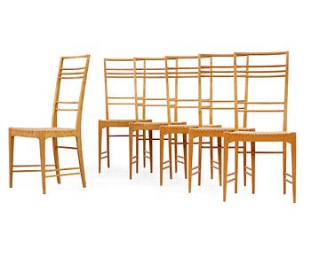 522. ERIK CHAMBERT, stolar, 6 st, "Poem" för Chamberts Möbelfabriker, Norrköping, sannolikt 1950-tal.